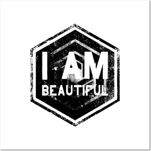 I AM Beautiful - Affirmation - Black Posters and Art